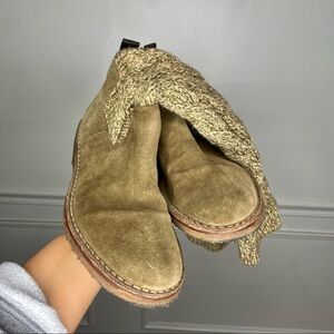 Anthropologie Miss Albright Cable Knit Suede Gum Sole Boots Womens EU 40 US9-9.5